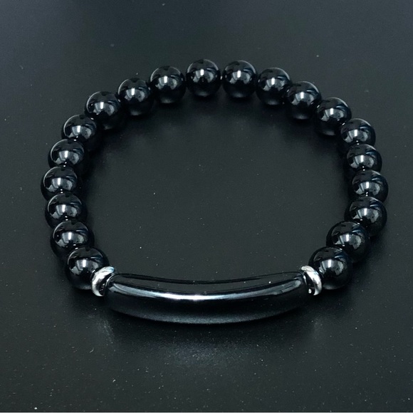 Black Obsidian Bracelet 8mm beads Stretchable Bracelet - Picture 2 of 3